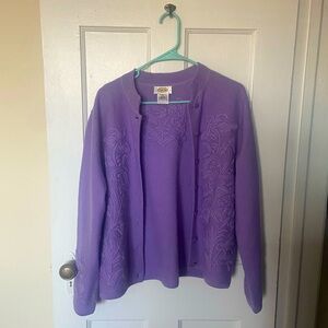 Talbot’s, 100% wool lavender sweater with flower details!